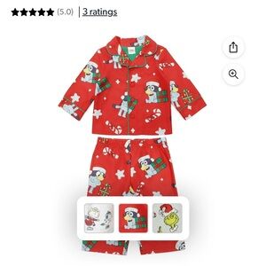 NWT Festive Bluey Flannel Print Kids Pajama Set